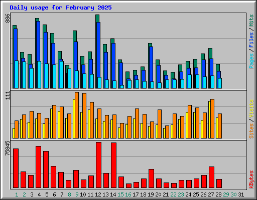 Daily usage for February 2025